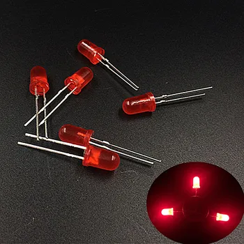 1000 VNT./Daug 5MM Raudonas LED Diodas Turas Išsklaidytos Raudonos Spalvos Šviesos Lempos F5 CINKAVIMAS Išryškinti Naujų Didmeninių Elektroninių