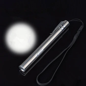 100vnt/daug USB Įkrovimo Kišenėje Mini LED Žibintuvėlis Apvalus Mėnulio Formos Penlight Žibintuvėlis Šviesos