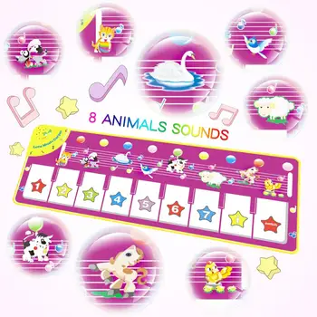 100x36cm Animacinių filmų Muzikos Kilimėlis su 8 Gyvūnų Garsai Kūdikiui Žaisti Mat Fortepijonas Kilimėlis Muzikos Instrumentas, Mokymosi Žaislai Vaikams
