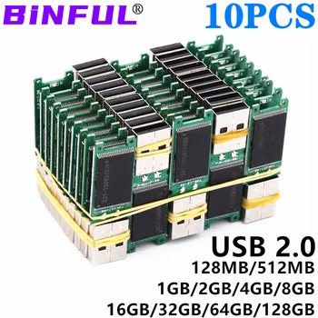 10VNT didmeninė USB 2.0 Diskui pusfabrikačių, 4GB 8G 16G 32G Usb Flash Drive 64GB 128G 128M 512M PCB Lenta Chip Pen Drive Usb Stick