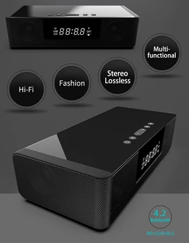 10W Belaidžio Greito Įkrovimo Bluetooth FM Radijas Skaitmeninis LED Laikrodis-Žadintuvas Garsiakalbis HL