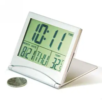 1PC Lankstymo LCD Skaitmeninis Laikrodis-Žadintuvas Stalas Temperatūra Kelionės Žadintuvas Namų Kelionės Skaitmeninis Žiūrėti