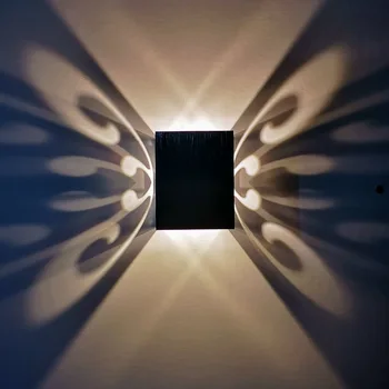 1w 3w Drugelis LED Siena šviesos Kvadratinių vidaus LED sienos lempos miegamasis sconce sieniniai šviestuvai Namų kambarį apdaila Naktį Šviesos
