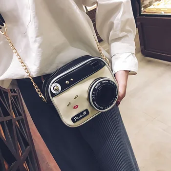 2 STILIŲ Mados Maži maišeliai vintage mados lady kamera pečių maišą moterų rankinės grandinės 