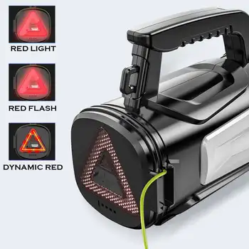 200-800W Super šviesus Galingas USB LED žibintuvėlis Paieška žibintus nakties šviesos lempos vertus Stovyklavimo žibintas įkraunamas akumuliatorius