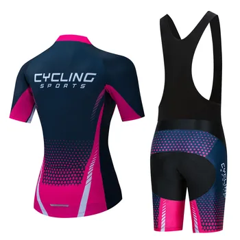 2020 m. Dviračių Jersey Rinkiniai Moterims, MTB Dviratis jersey, kombinezonai su antkrūtiniais šortai tinka Anti-UV Dviračių marškinėliai kalnų keliu, viršuje, apačioje mergina moteriška rožinė