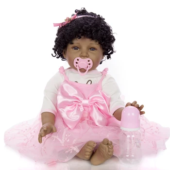 22 Colių Audiniai Kūno Realus Kūdikių Žaislas, Lėlė Juoda Oda Bonecas Infantil Meninas Atgimsta Kūdikių Lėlės Vaikas Gimtadienio Proga