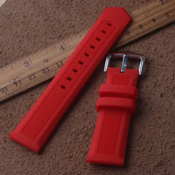 22mm 24mm 26mm 28mm Raudona Oranžinė Minkštas Vandeniui Silikoninė Guma Watchbands Už vyrai moterų Žiūrėti Dirželis pin sagties minkšti žiūrėti juosta