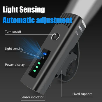 250 Liumenų Žibintuvėlis Dviračių Anti-glare Smart Dviračio Lemputė USB Įkrovimo MTB Priekinis Žibintas Dviračių Žibintai Dviračių Priedai