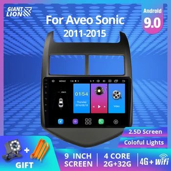 2DIN Android 9.0 Automobilio Radijo Chevrolet Aveo Sonic 2011-M. Automobilių GPS Multimedijos Grotuvas GPS Navigaciją Parama DVR DVD Grotuvas