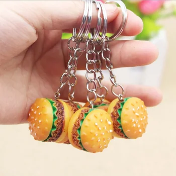 30pcs modeliavimas hamburger Key Chain kūrybos Pakabukas Maišelį, Žavesio Aksesuarų, rankų darbo dervos maisto Automobilio Raktų Žiedas Puikus Keychain