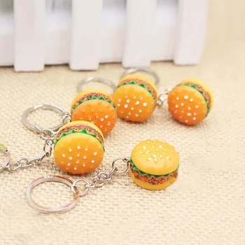 30pcs modeliavimas hamburger Key Chain kūrybos Pakabukas Maišelį, Žavesio Aksesuarų, rankų darbo dervos maisto Automobilio Raktų Žiedas Puikus Keychain