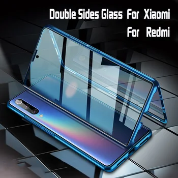 360 Alumium Metalo Atveju Xiaomi Redmi Pastaba 8 Pro Pastaba 9S K30 Pro Atveju Xiaomi Mi 10 CC9 Pro Magnetas Grūdinto Stiklo Dangčiai
