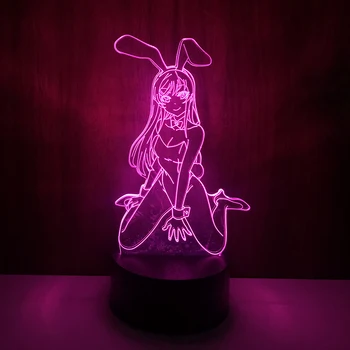 3D Anime Waifu Mai Sakurajima Led Nakties Šviesos Miegamojo Puošimas Mai Šviesos Dovana Draugui Sakurajima Bunny Mergina Led Lempos Anime