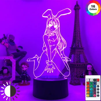3D Anime Waifu Mai Sakurajima Led Nakties Šviesos Miegamojo Puošimas Mai Šviesos Dovana Draugui Sakurajima Bunny Mergina Led Lempos Anime