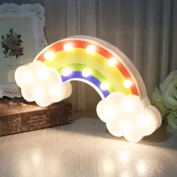 3D Vaivorykštė Modeliavimo LED Nakties Šviesos Dekoratyvinės Miegamojo Lempa su baterijomis, Mergaitėms, Vaikams, Kūdikio Kambarys, LED Lempos LB88