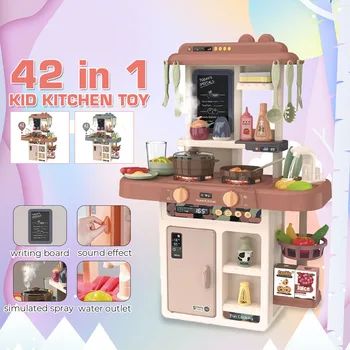 42PCS Vaikai Modeliavimas Virtuvės Žaislų Rinkinys Apsimesti Žaisti Miniatiūrinės Maisto Mini Virtuvės Purškimo Vanduo, Kepimo Lentelės Vaikų Dovanų