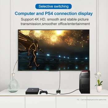 4K 60Hz HDMI Splitter Kompiuterių PS4 Pro HDMI Jungiklis Bi-Kryptimi, 1x2/2x1 Adapteris 2 in 1 Out HDMI Konverteris keičia paslaugų teikėjus