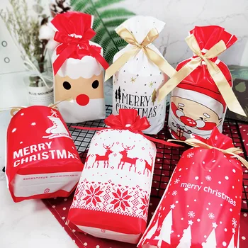 50 VNT./100 VNT Kalėdų dovanų maišelis atostogų apdailos maišelį saldainių, sausainių užkandis krepšys pakuotės maisto raišteliu pluoštas kišenėje