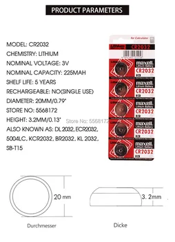 50pcs nauja baterija maxell cr2032 3v mygtuką ląstelių monetos baterijų žiūrėti kompiuterį cr 2032 DL2032 ECR2032 Už Žaislai, Laikrodžiai