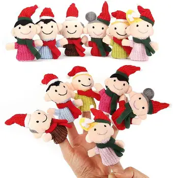 6pcs/ set Piršto Lėles, Žaislus Kalėdų Nustatyti Minkštas Pliušinis Šeimos Lėlių, Kūdikių Istorijos Pagalbininkas Pirštus Žaislų Rinkinys Kalėdų Dovana M09