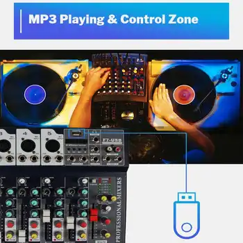 7 Kanalo Skaitmeninis bluetooth Mikrofonas Garso DJ Mikšeris Konsolės Phantom Power Profesinės Karaoke, Garso Maišytuvas Stiprintuvas Su USB