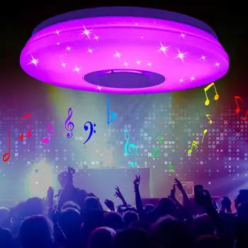 72W Muzikos LED Lubų Šviesos Lempos RGB Flush Mount Turas Žvaigždės Muziką su 