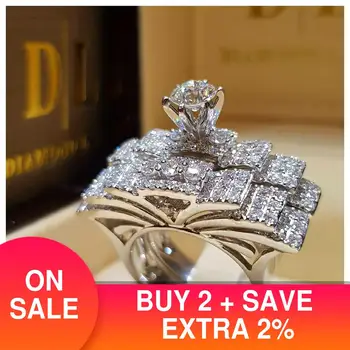 925 sterlingas sidabro creative vestuvių žiedas nustatyti moterų dalyvavimas didelis markės didmeninė papuošalai-osioms dovana moonso r4989