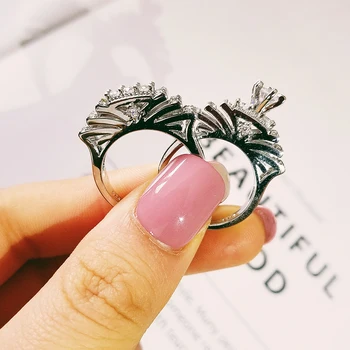 925 sterlingas sidabro creative vestuvių žiedas nustatyti moterų dalyvavimas didelis markės didmeninė papuošalai-osioms dovana moonso r4989