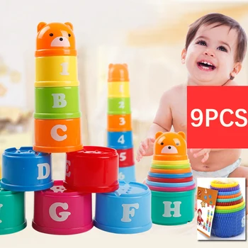 9PCS Turėti Kamino Bokštas Taurės Švietimo Žaislai Duomenys Lankstymo Bokštas Juokinga Krūvos Taurės Laišką Žaislas Vaikams Žvalgybos Žaislai