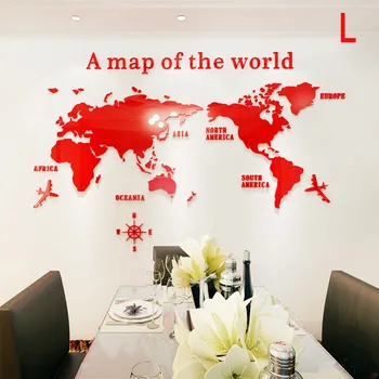 Akrilo 3D Žemėlapis Šiuolaikinio Pasaulio Sklandžiai Kietų Kristalų Siena Lipdukas Miegamasis Home Office 5 Dydis Dekoro 