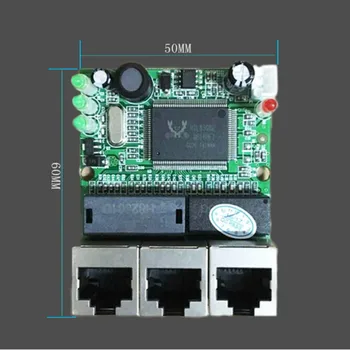 ANDDEAR - switch mini 3 port ethernet switch 10 / 100mbps rj45 tinklo jungiklis koncentratorius pcb modulis valdybos sistemos integracijos modulis