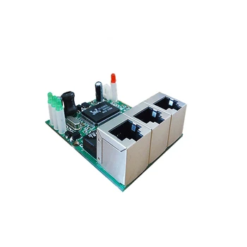 ANDDEAR - switch mini 3 port ethernet switch 10 / 100mbps rj45 tinklo jungiklis koncentratorius pcb modulis valdybos sistemos integracijos modulis