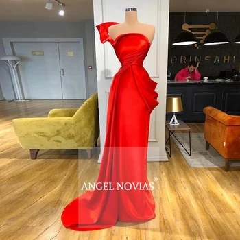 Angel Novias ilgomis Rankovėmis Vieną Petį Raudona arabų Abendkleider vakarinę Suknelę 2020