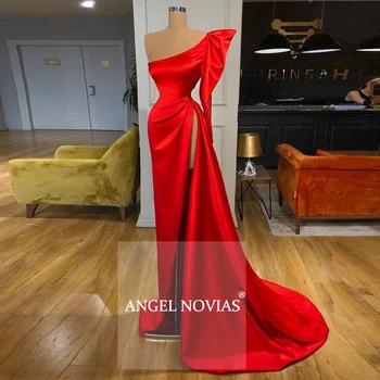 Angel Novias ilgomis Rankovėmis Vieną Petį Raudona arabų Abendkleider vakarinę Suknelę 2020