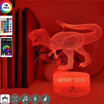 App Kontroliuoti Gyvūnų Juros periodo Parkas Dinozaurų Naktį Šviesos RGB Vaikų Namų Miegamajame Dekoratyvinis Stalo Lempa Vaikai Temą Šalies Ekranas