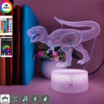 App Kontroliuoti Gyvūnų Juros periodo Parkas Dinozaurų Naktį Šviesos RGB Vaikų Namų Miegamajame Dekoratyvinis Stalo Lempa Vaikai Temą Šalies Ekranas