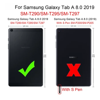 Atsparus smūgiams Šarvai TPU+PC Dirželis Stovėti Cover Case For Samsung Galaxy Tab 8.0 2019 SM-T290 SM-T295 T290 T295 T297 Tablet