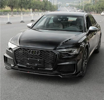Audi A6 S6 S8 2019 2020 2021 ABS Black & Anglies Pluošto Grūdų Priekinės Grotelės Lūpų Spoileris Bamperio Difuzorius Auto Priedai