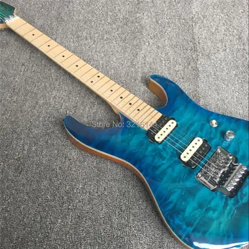 Aukštos kokybės mėlyna gitara 24 f, gamyklos inventorius didmeninė ir mažmeninė prekyba, du kartus bangų elektrinė gitara, nekilnojamojo nuotraukos