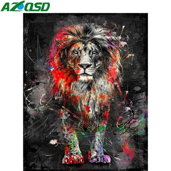 AZQSD Diamond Tapybos Liūtas Kryželiu Namų Puošybai Diamond Siuvinėjimo Gyvūnų Mozaika yra Rankų darbo Siuvinėti 5d 