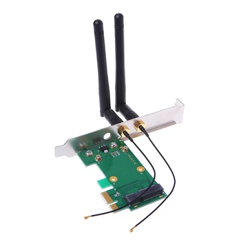 Belaidžio Wifi Tinklo plokštė Mini PCI-E, PCI-E 1X Desktop Adapter + 2 Antenos