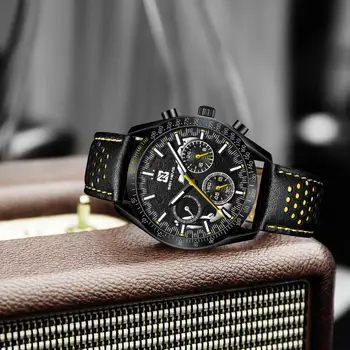 BEN NEVIS Sporto Laikrodžiai 3 Ciferblatas Juodas Top Brand Prabanga Chronograph Verslo Laikrodžiai natūralios Odos Juosta Laikrodžiai Vyras
