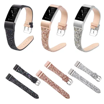 Bling Odinis Laikrodžio Dirželis Fitbit Mokestis 2 Pakeitimas Watchband Juosta Charge2 Smart Apyrankę Kalėdų Blizgučiai Riešo Dirželis