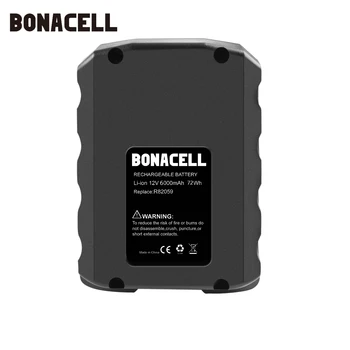 Bonacell 12V 6000mAh Li-ion Baterija Ridgid R82059 AC82059 AC82049 130220001 L50