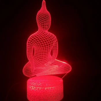Budos Religijos 3D Lempa su baterijomis, Įvairių spalvų, su Nuotolinio Geriausias Dekoratyvinis Baterija Usb Led Nakties Šviesos Lempos