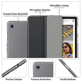 Case For Samsung Galaxy Tab S5e 2019 M. Ultra Plonas Plonas Apvalkalas Trifold Stovo Dangtelis su Matinio Atgal su Auto Wake & Miego
