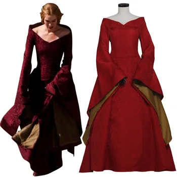 Cersei Lannister Kostiumas, Suknelė Raudona Viduramžių Ir Renesanso Kamuolys Suknelė Suknelė Cosplay Kostiumas