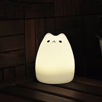 Creative USB LED Šviesos Kačiukas Naktį Šviesos Minkšto Silikono Animacinių filmų Kūdikio Lopšelį Lempos Kvėpavimo Skalbti Silikono Purios Dizainas Mielas