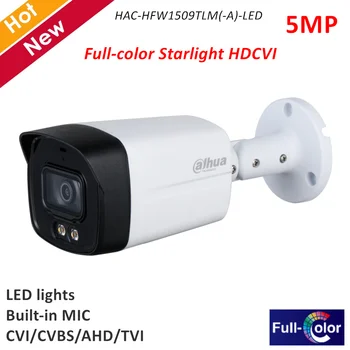 Dahua 5MP Full Žvaigždės HDCVI Kamera su LED žibintai, Pastatytas MIC ir CVI/CVBS/HAINAUT/TVI Perjungiamos 3.6 mm Fix Objektyvas